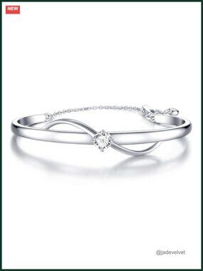 Infinity Bangle Bracelet 18K Gold Plated Adjustable Minimalist Jewelry Gift for